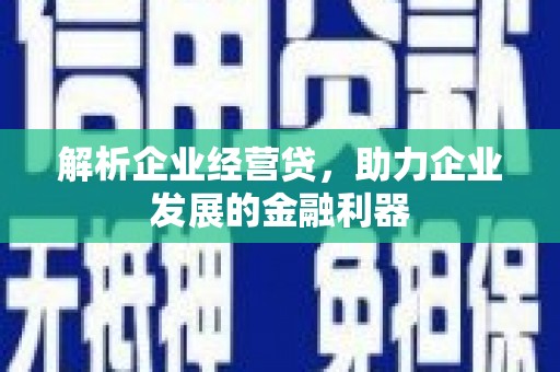 花莲解析企业经营贷，助力企业发展的金融利器