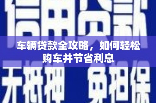 花莲车辆贷款全攻略，如何轻松购车并节省利息