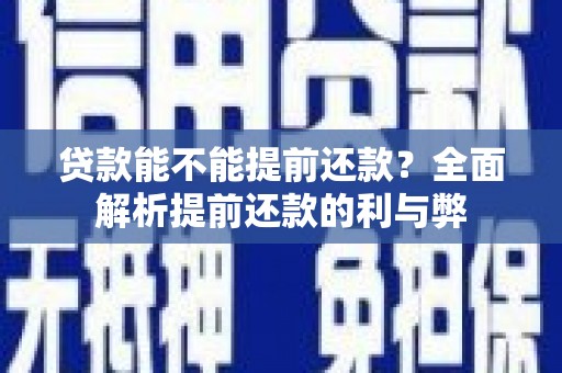 花莲贷款能不能提前还款？全面解析提前还款的利与弊
