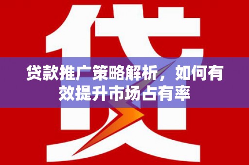 花莲贷款推广策略解析，如何有效提升市场占有率