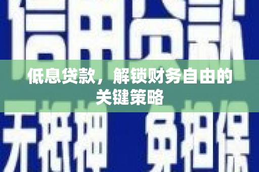 花莲低息贷款，解锁财务自由的关键策略