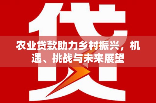 花莲农业贷款助力乡村振兴，机遇、挑战与未来展望