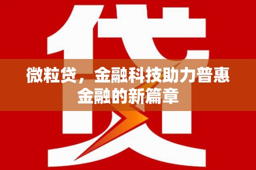 花莲微粒贷，金融科技助力普惠金融的新篇章