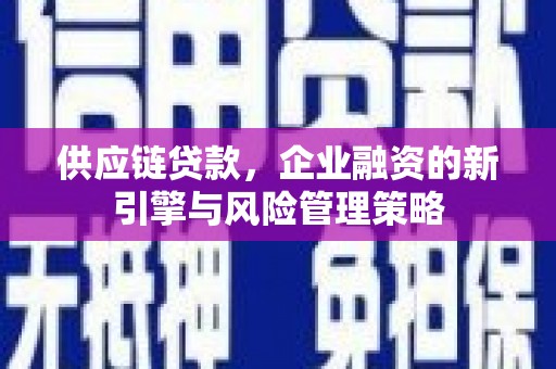 花莲供应链贷款，企业融资的新引擎与风险管理策略