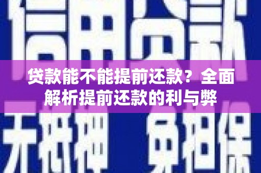花莲贷款能不能提前还款？全面解析提前还款的利与弊