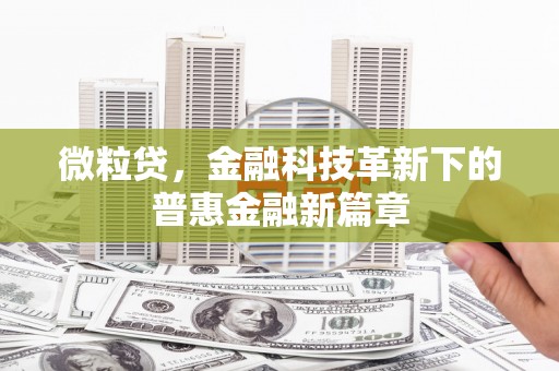 花莲微粒贷，金融科技革新下的普惠金融新篇章